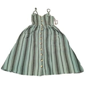 Rip Curl Classic Surf‎ Dress Women Size S Stripe Button Up Strappy Texture Beach